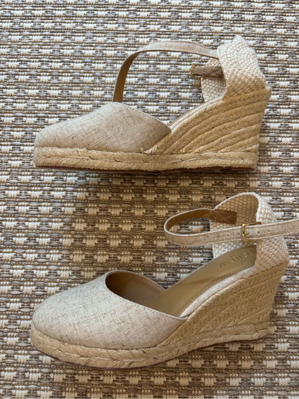 J. Crew Beige Espadrille Wedge Sandals with Ankle Strap